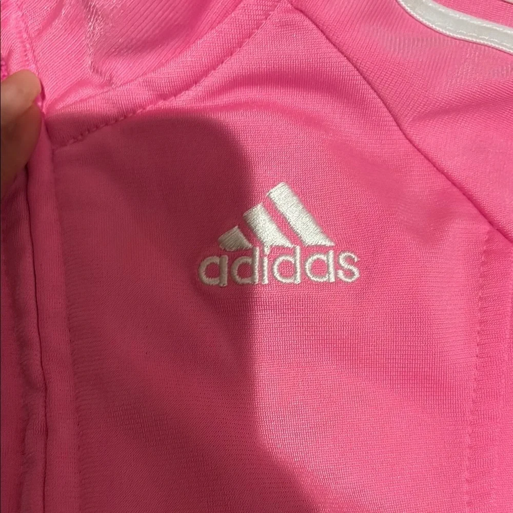 Adidas Kids' Pink and White Tracksuit